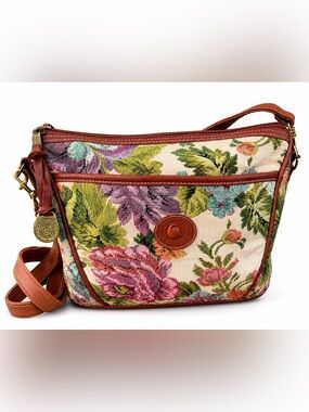 Vintage APRI Floral Tapestry Crossbody Bag Cottagecore Grandma Chic Boho Garden